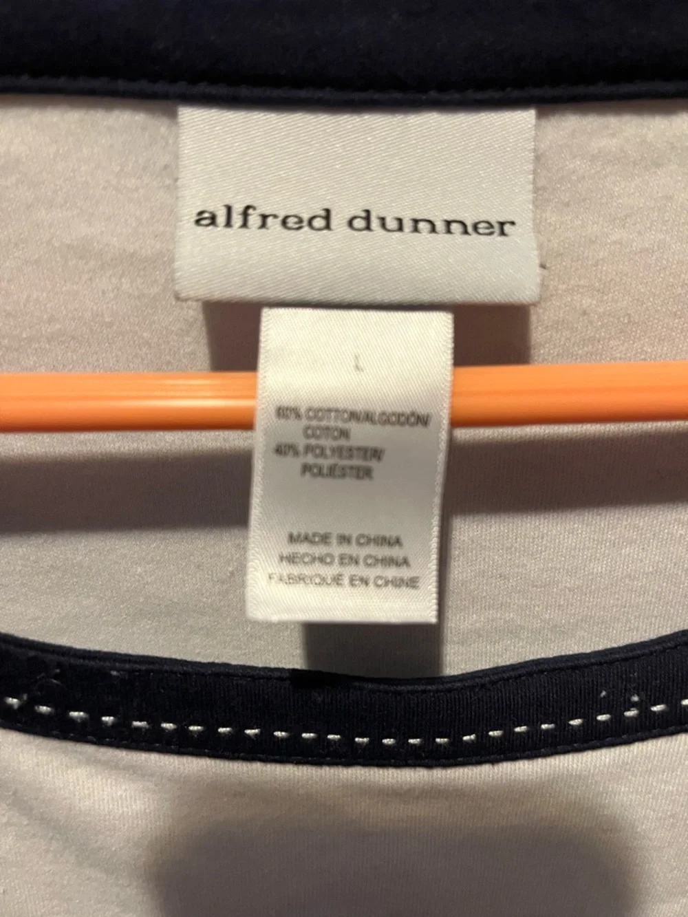 Alfred Dunner White Short-Sleeve Anchor Embroidered Top L - Picture 2 of 3